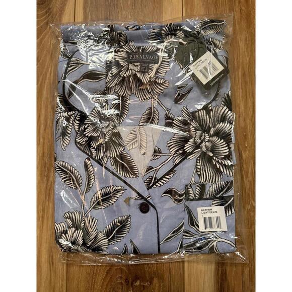 NWT! PJ Salvage Fresh Friday Romper in Blue Floral Size Large - Picture 2 of 5